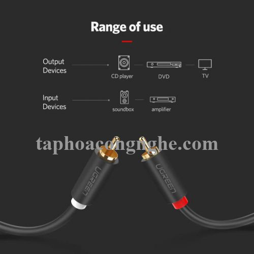 Ugreen 10519 3M màu Đen Cáp âm thanh Bông sen 2 ra 2 dương AV104 30010519